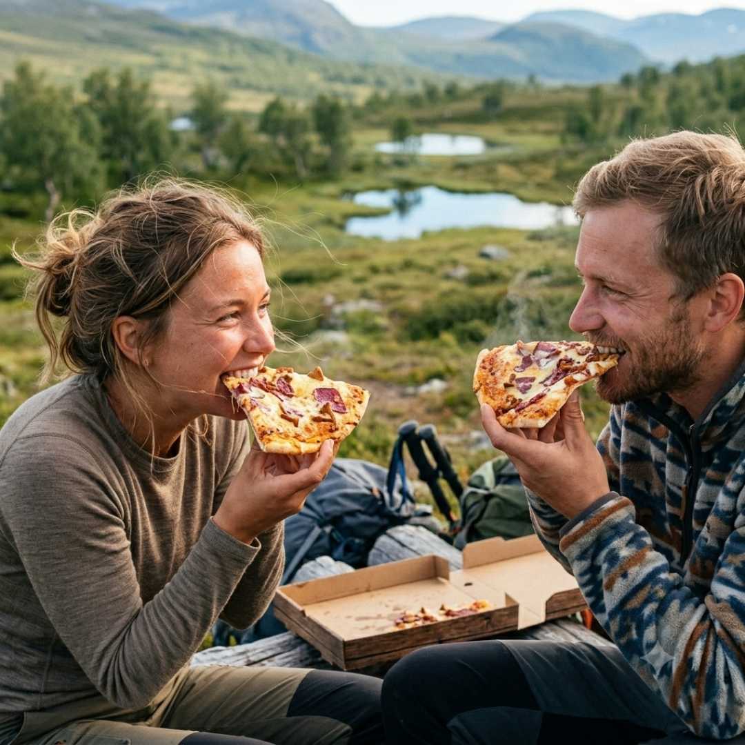 pizzapaus under fjällvandring i Vemdalen