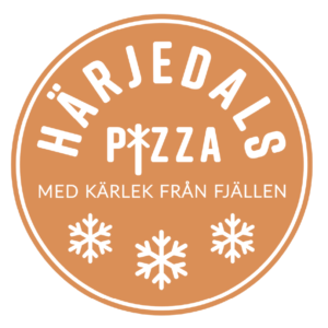 orange logotyp Härjedalspizza - med kärlek från fjällen